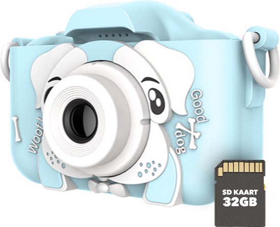 Exilien Digitale HD Kindercamera – Met 32 GB Micro SD card - Blauw Fototoestel - 2,7... |