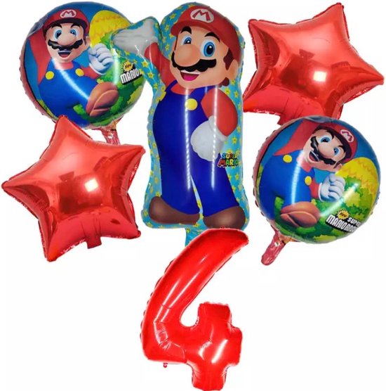 Super Mario Ballon Set Cartoons  Folie Ballon Verjaardag Partij Decoratie Kinderen Speelgoed Set 6 delig Nummer 4