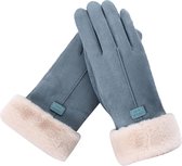 Dames handschoenen extra zacht met wollen binnen voering blauw