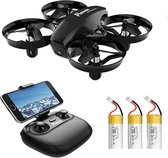 Noiller Mini drone met camera - Drone - Drone met camera - Drone voor kinderen - Drone kinderen - Zwart - 3x Oplaadbare batterijen