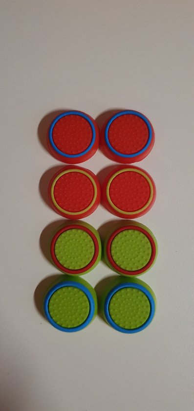 Thumb grips 4 paar kleurenmix van rood en groen – Ps4 – controller grips – ps4 accessoires – ps4, ps3 en ps5 – xbox 360 – game console -…