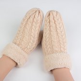Gebreide Dames Winter Wanten met voering - One Size - Crème