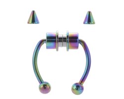 Cabantis Punk Neuspiercing - Fake Piercing - Neusring - Oorbellen - Festival - Magnetisch - Uitwisselbaar - Regenboog