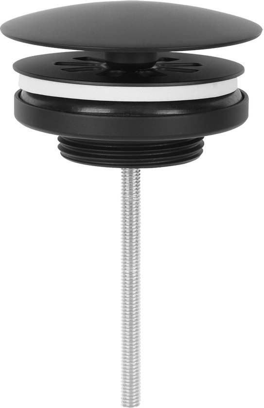 Foto: Differnz afvoerplug mat zwart always open 72 mm met schroef