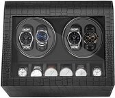 Boîte de remontoir de montre automatique en Alligator de Luxe 2-en-1 - Pour 4 montres automatiques + 6 pour le stockage - Boîte de Opbergbox Remontoir de montre - Remontoir de montre - Boîte de montre