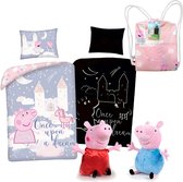 Peppa Pig Dekbedovertrek Glow in the Dark - 140 x 200 cm -Katoen, incl. Pluche Peppa Pig en George 20cm