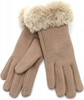 Zachte dames handschoenen Fur Lady|Beige|Nepbont|warme handschoenen