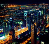 De imposante skyline van downtown Dubai bij nacht - Fotobehang (in banen) - 450 x 260 cm