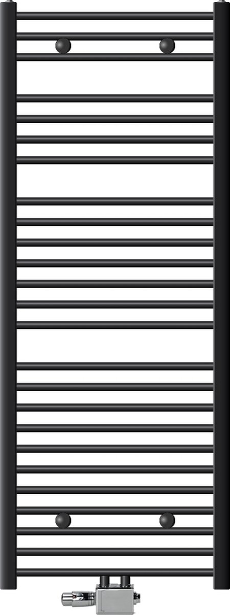 Badkamerradiator Sahara 600x1500 mm antraciet recht met middenaansluiting en universele aansluitset