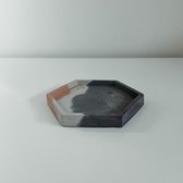 Schaaltje amberblokje | hexagon | zeshoek | beton | zwart, oranje, wit/grijs