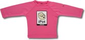 Twentyfourdips | T-shirt lange mouw baby met print 'iPot' | Roze | Maat 80 | In giftbox
