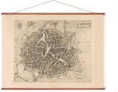Poster In Posterhanger - Historische Oude Kaart Mechelen - 50x70 cm - Kader Hout - Ophangsysteem - Vintage Plattegrond