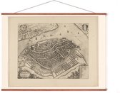 Poster In Posterhanger - Historische Oude Kaart Dordrecht - 50x70 cm - Kader Hout - Ophangsysteem - Vintage Plattegrond