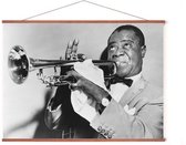 Poster In Posterhanger - Louis Armstrong - Jazz - 50x70 cm - Kader Hout - Ophangsysteem - (Retro/Vintage)
