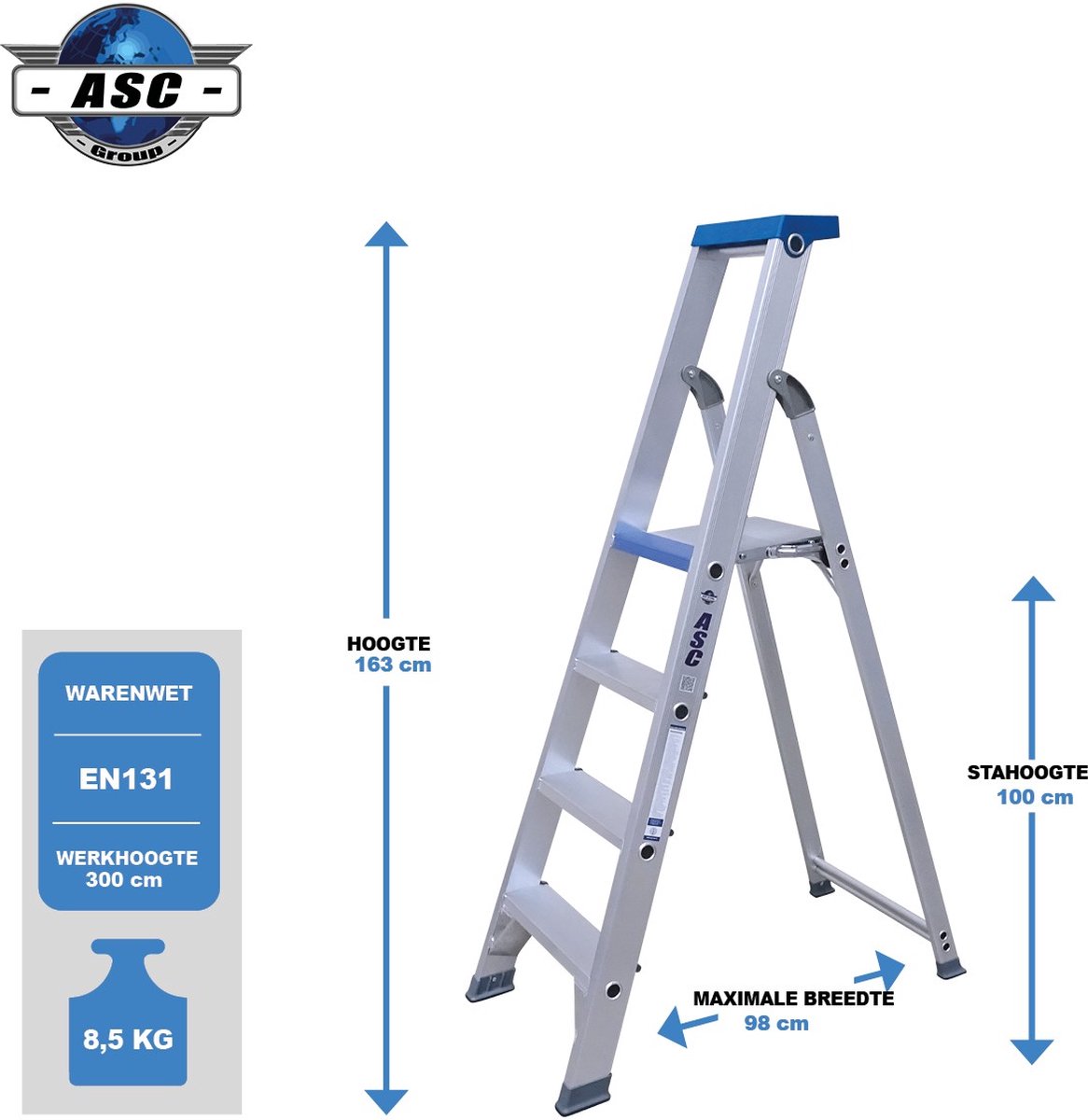 ASC Bordestrap Enkel Oploopbaar - 4 Treden