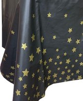 Tafelkleed | 1 Stuk | Zwart met Gouden sterren | Plastic | 137 x 274 CM | Herbruikbaar | Wegwerp Tafelkleed | Versiering Set | Feestdecoratie | Verjaardag | Bruiloft | Kerst / Nieu