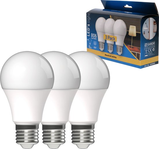 Proventa LongLife LED Lamp E27 Peer - Koel wit licht - 8W vervangt 60W - 3  lampen | bol.com