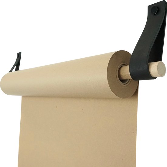 Rouleau de dessin - aux boucles d'apprentissage | NOIR (Rouleau de papier : marron) MAINTENANT AVEC : bande détachable renforcée ! (tableaux muraux - tableaux de texte - planche à dessin)