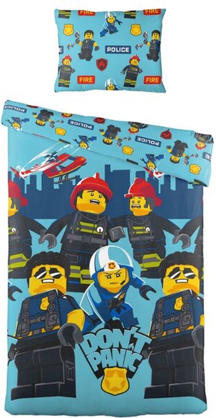 LEGO City Don't Panic 1 persoons dekbedovertrek Politie en brandweer  140-200 | bol.com