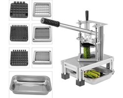 Luxiqo Frietsnijder Set - Frietsnijder - Patatsnijder - Roestvrijstaal - 3 bladen - Inclusief RVS schaal - 9 kg