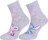 Grijze, antislip Lilo en Stitch-damessokken 37-42