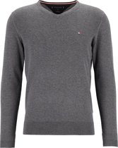 Tommy Hilfiger Core Tommy trui V-hals - heren trui katoen met zijde - antraciet grijs -  Maat: XL