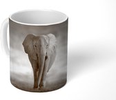 Mok - Koffiemok - Olifant - Wilde dieren - Zwart - Wit - Mokken - 350 ML - Beker - Koffiemokken - Theemok