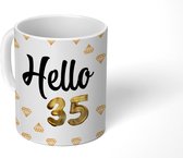 Mok - Koffiemok - Verjaardag - 35 jaar - Goud - Mokken - 350 ML - Beker - Koffiemokken - Theemok