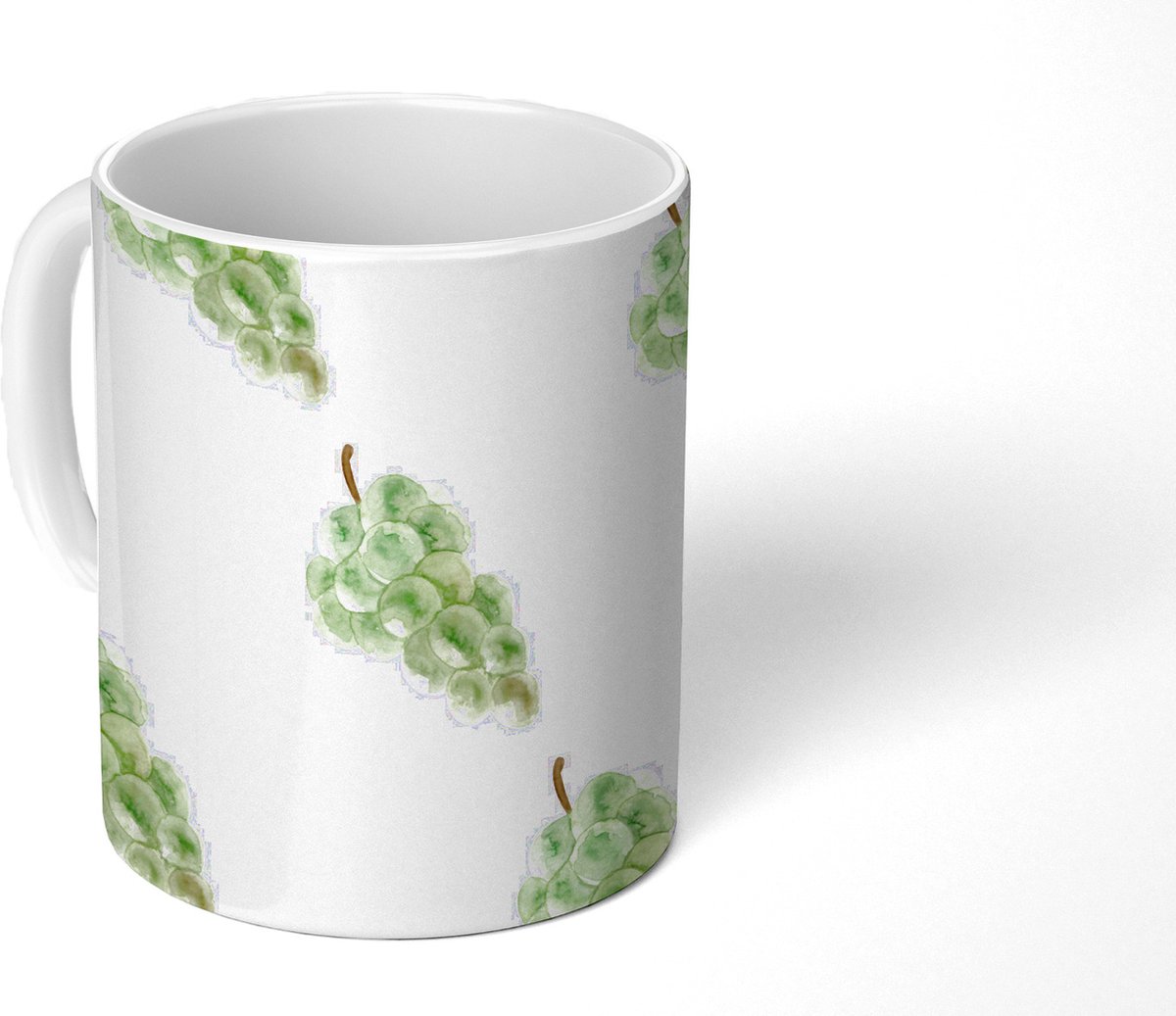 Mok - Koffiemok - Druiven - Fruit - Waterverf - Wit - Mokken - 350 ML - Beker - Koffiemokken - Theemok