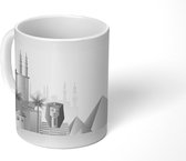 Mok - tekening van steden in Egypte - zwart wit - 350 ML - Beker