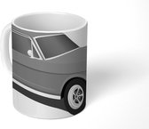 Mok - tekening van een Mustang met een rode kleur - zwart wit - 350 ML - Beker