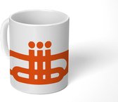 Mok - tekening van een oranje trompet - 350 ML - Beker