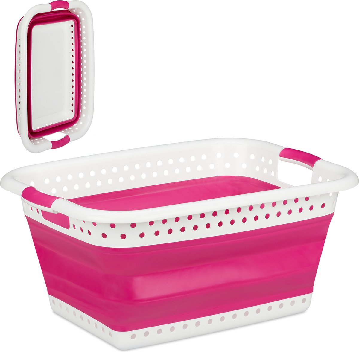 opvouwbare wasmand - plastic - kunststof - mand voor wasgoed - inklapbaar - 37 L