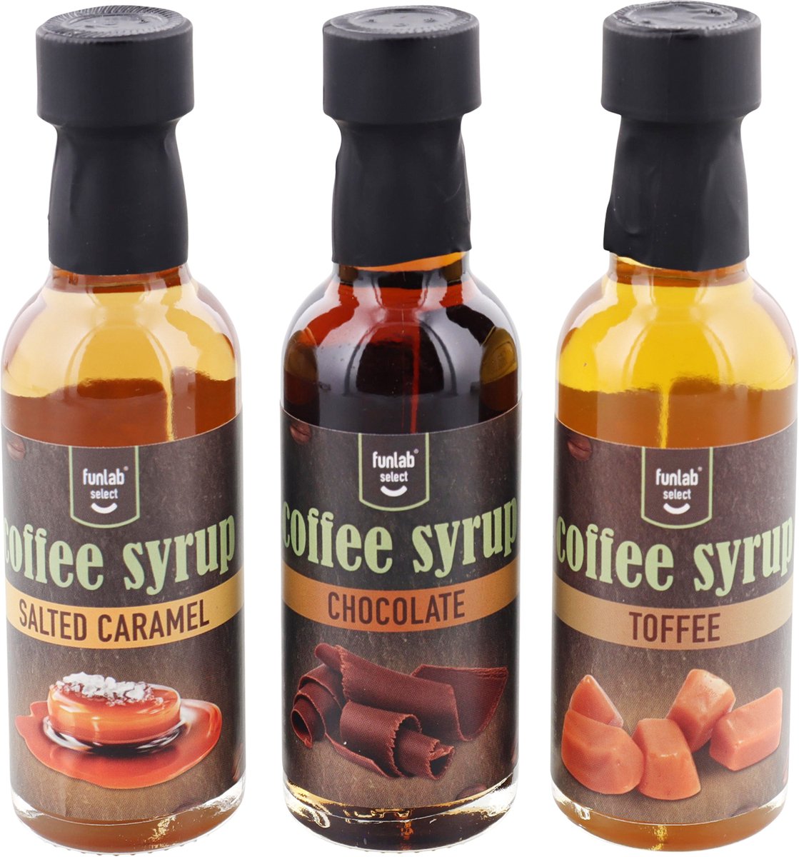 Coffee Syrup- 3 smaken van 45 ml- Chocolade- Gezouten Caramel- Toffee ...