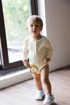 BonBini's pure corduroy babyromper + broekje - Warm White - Jumpsuit - 95% katoen - jongen meisje - 6-9 maanden