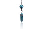 Bixorp Gems Edelsteen Ketting van Turkoois / Turquoise Zilverkleurig - Blauw Edelstenen Sieraad - Cadeau voor Vrouwen & Meisjes