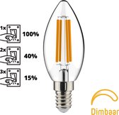 Proventa® LED Lamp E14 Filament Kaars - Dimbaar zonder dimmer - C35 Kaarslamp