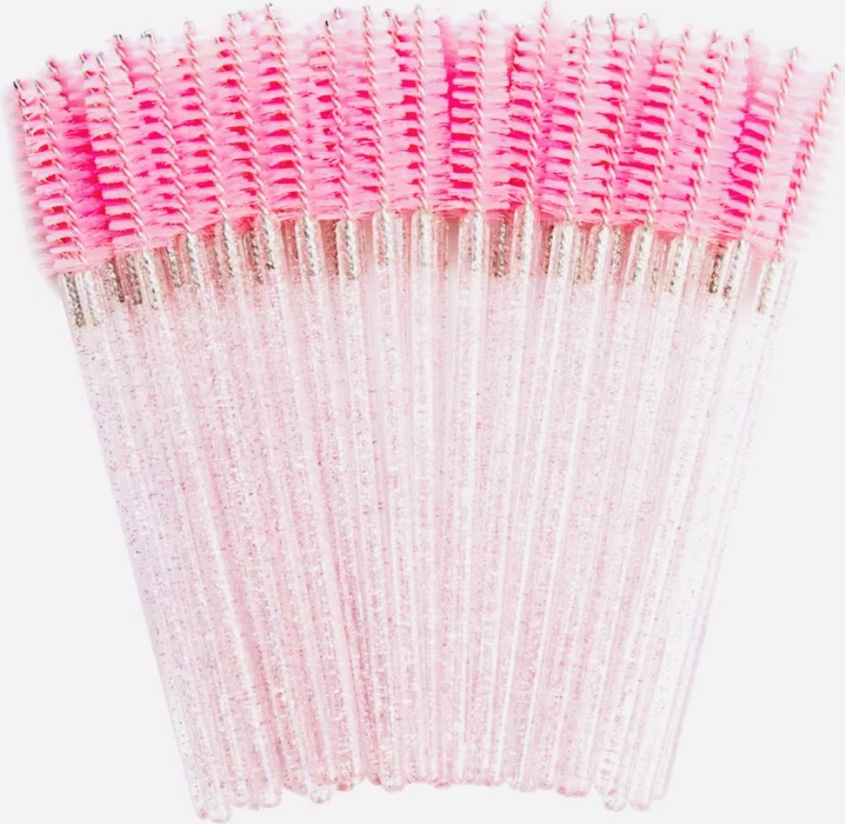 Mascara borsteltjes roze glitter 50 stuks