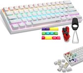 Obins ANNE PRO 2 Mechanisch Gaming Toetsenbord - 60% lay out - 61 toetsen Bluetooth 5.1 draadloos / bekabeld mechanisch RGB-toetsenbord met achtergrondverlichting -Wit - Gateron op