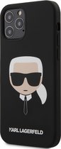 Zwart hoesje van Karl Lagerfeld - Backcover - iPhone 12 - 12 Pro - Karl's Head