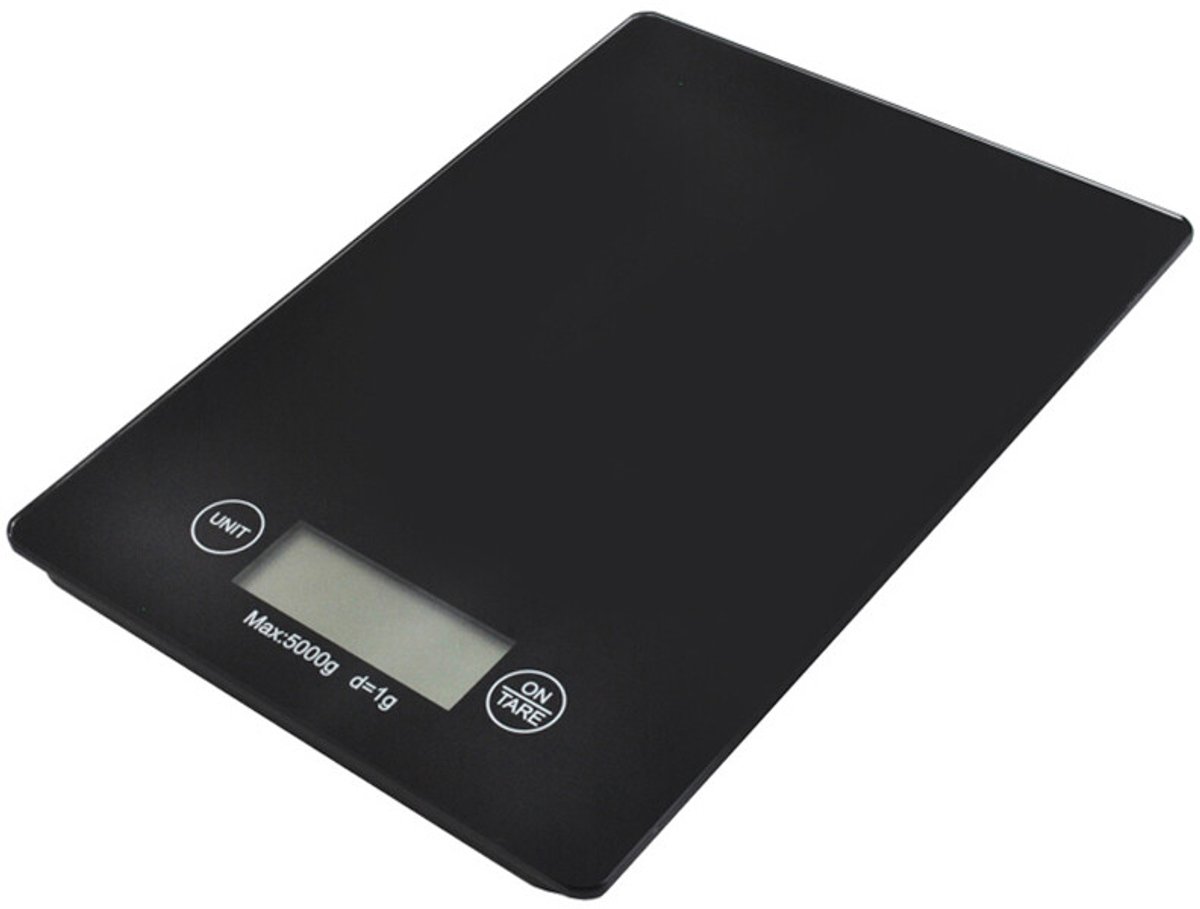 Keukenweegschaal - Maxozo Weegy - Digitaal - LCD Display - 2 Gram tot 5000 Gram (5KG) - Digitale Precisie Keukenweegschaal - Zwart