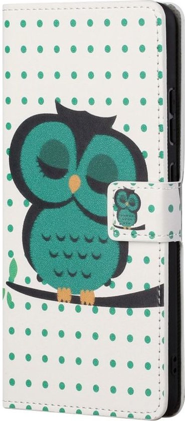 Foto: Hoesje wallet book case uilen print geschikt voor samsung galaxy a13 5g a04s