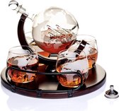 Whiskey karaf set | Globe | 4 Glazen | Geschenkset voor mannen en vrouwen | Whiskey | Rum | Wodka | Gin | Bourbon |