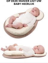Comfortabele Baby Steunkussen - voor Pasgeboren Baby - Babynest - Babynestje - Slaapnestje - Knuffelnest - Babykussen - met hoofd- en beensteun - 38,5 x 37 x 14 CM