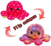 Fidget Toys- Mood knuffel - Moodknuffel - Kawaii - Octopus XL - reversible - omkeerbaar - bling - hotpink