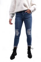 Girlfriend spijkerbroek | Broek dames | Jeans | Stretch | Comfortabel | Knoop- en ritssluiting | Kleur Blauw | Maat 40