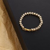 18K Kristallen Romeins Armband Met Zilveren Heartvormige Verguld Goud [GOLD-PLATED] [18 cm] - Krystal Roman Crystal Bracelets Sterling Silver Heart