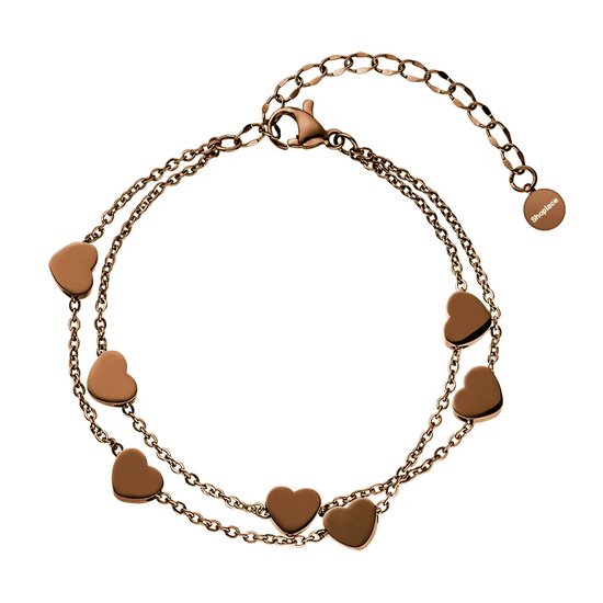 Shoplace Hartjes armband dames - Love - Cadeau voor vrouw - 15 t/m 20cm - Coffee