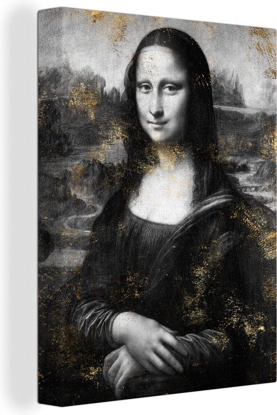 Grappige Mona Lisa Toiletrol Canvas Poster Badkamer
