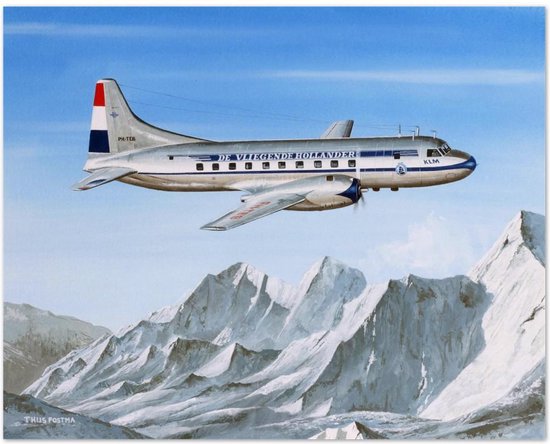 Thijs Postma - TP Aviation Art - Poster - Convair 240 PH-TEB Boven De Alpen - 40x50cm